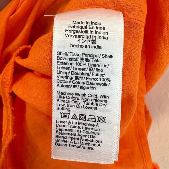 NWT J. Crew 100% Linen Palermo Smocked Waist Mini Dress New Summer Orange Small - Picture 7 of 10